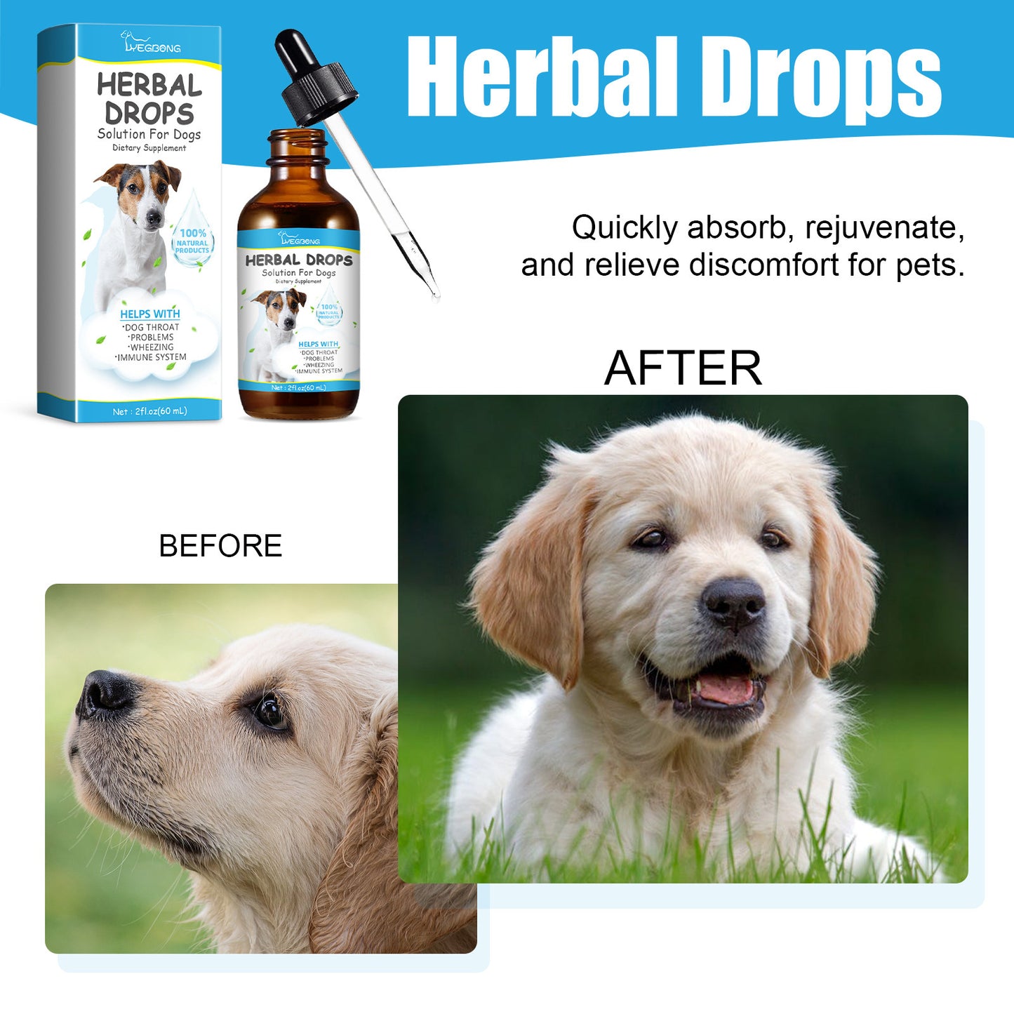 Pet Herbal Relief Drops for Cough, Runny Nose