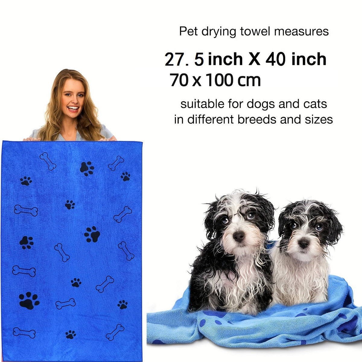 Pet Towels, Microfiber, Absorbent, No Lint, No Fading