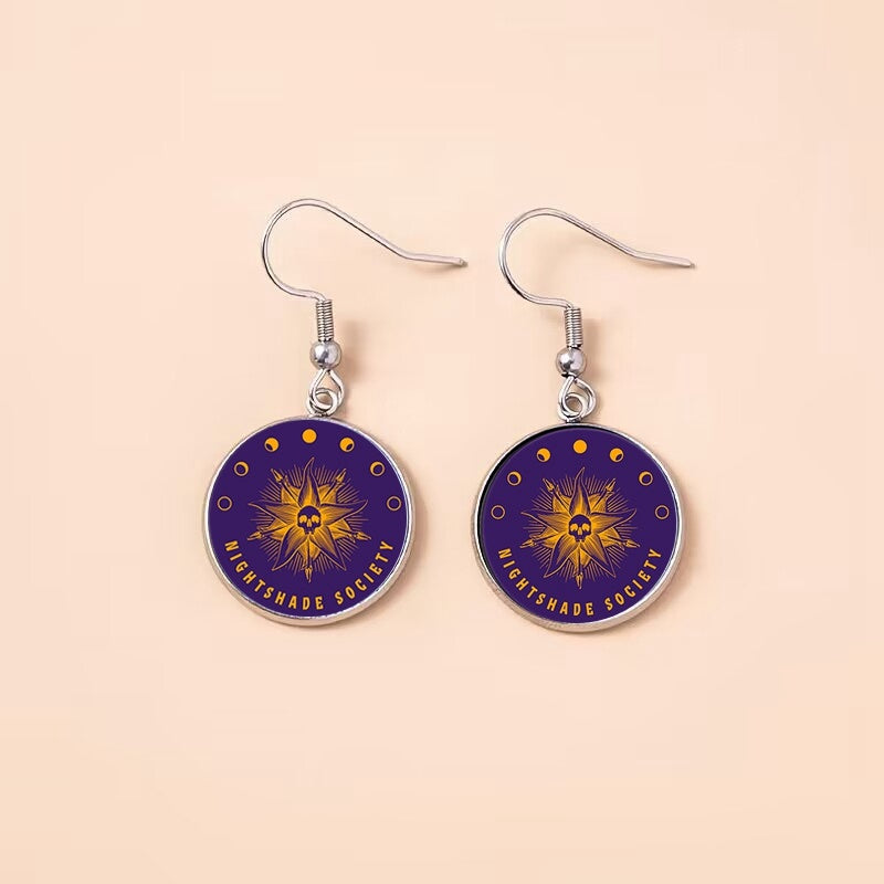 Punk Wednesday Stainless Steel, Glass Dome, Dangle Earrings