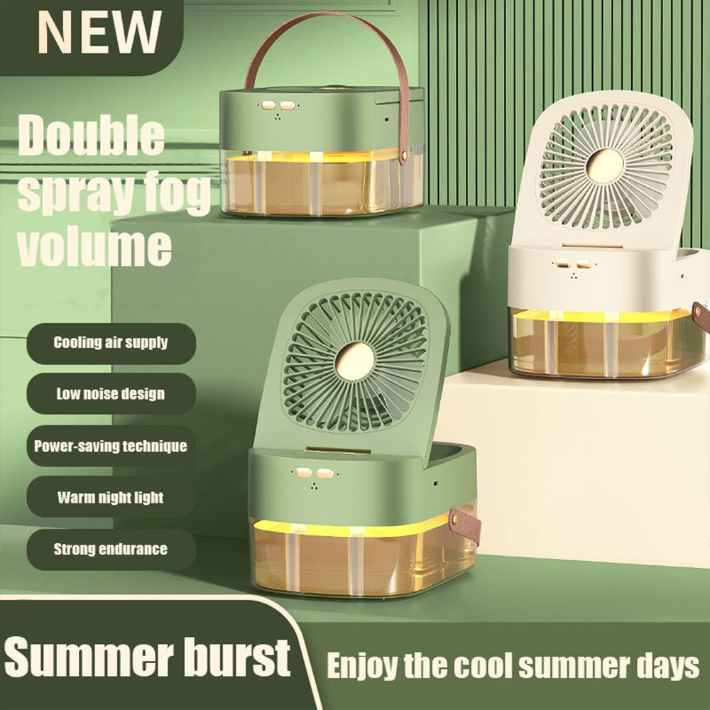 Humidifying Spray Fan Desktop with Remote Control Timing, USB Charging.