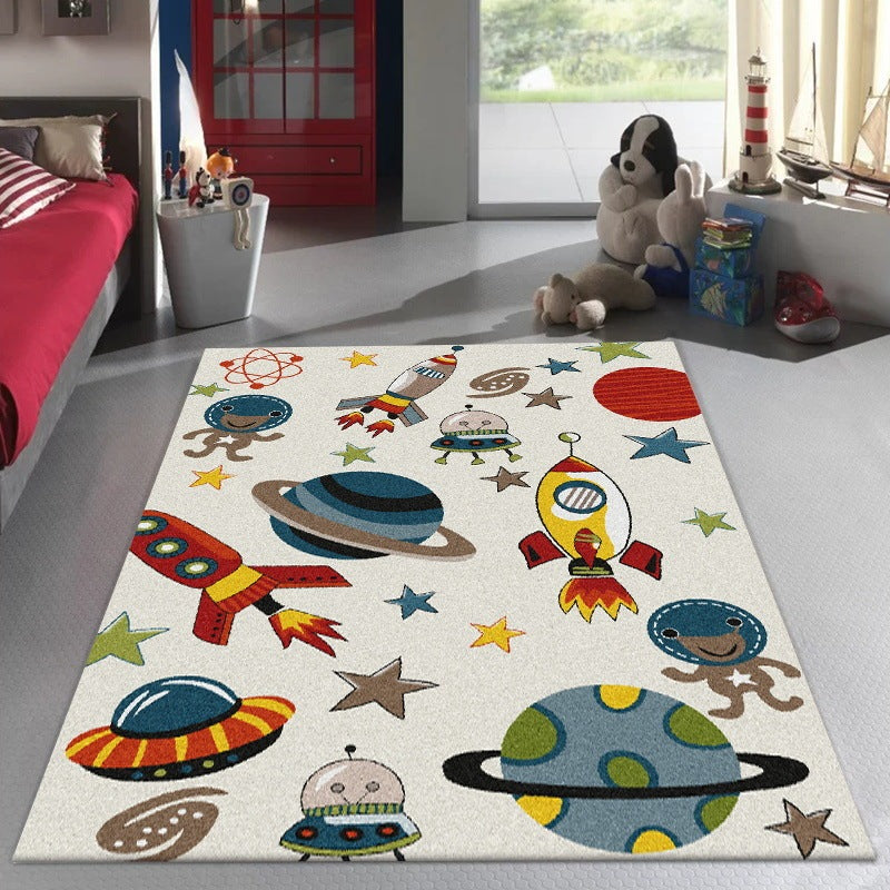 Space Fun Accent Rug, Children Room, Bedroom, Non-slip Throw Carpet