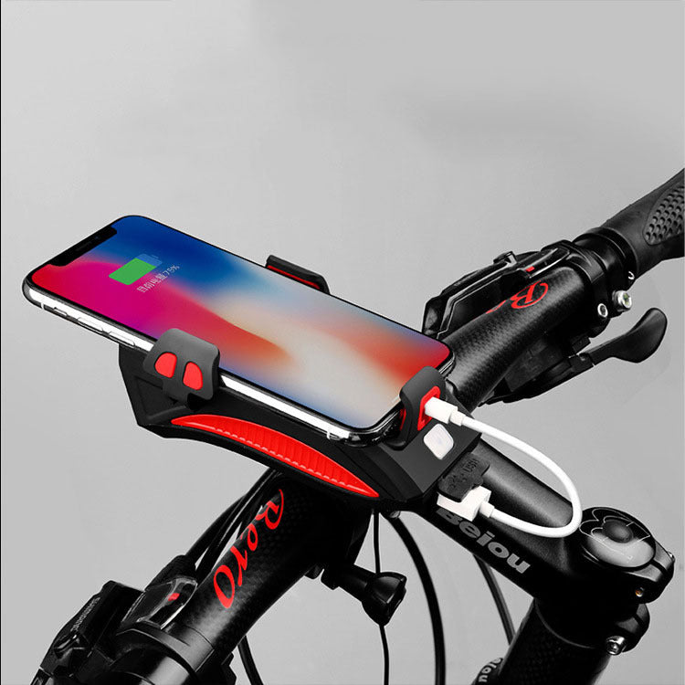 4-in-1 Cycling Night Riding Phone Mount with Power Bank & Horn Light