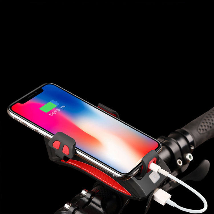 4-in-1 Cycling Night Riding Phone Mount with Power Bank & Horn Light