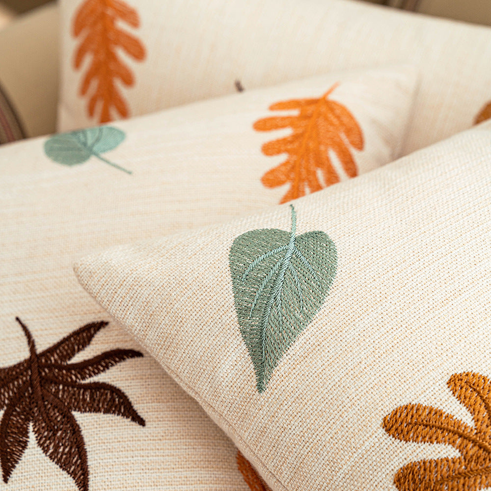 Autumn Maple Leaf, Pumpkin Embroidered Pillowcase