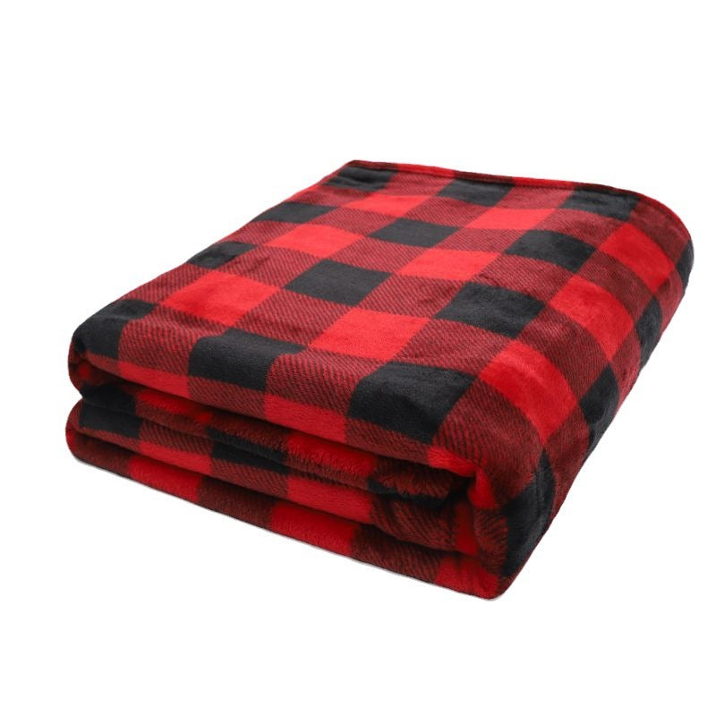 Flannel Red Plaid Blanket, Double-sided Classic