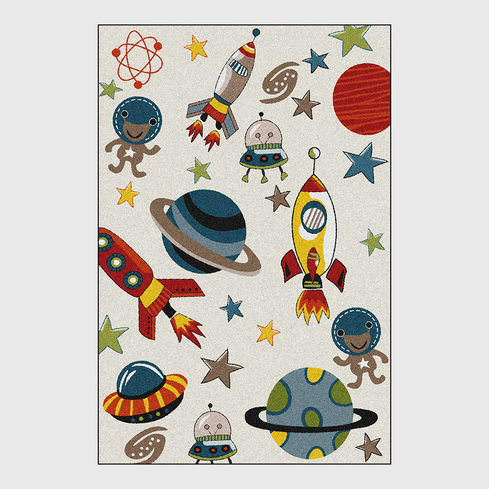 Space Fun Accent Rug, Children Room, Bedroom, Non-slip Throw Carpet