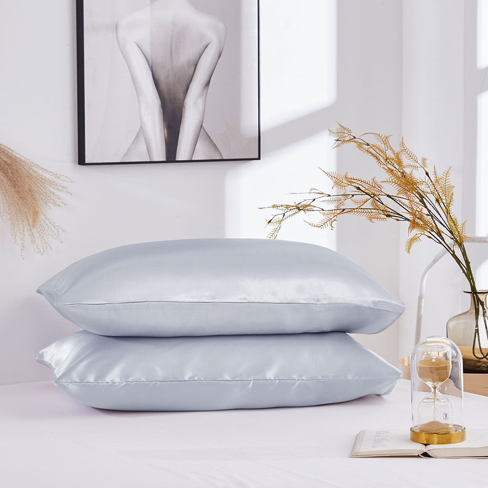 Artificial Silk, Smooth Polyester Fiber, Two Pillowcase, Variety Colors and Sizes.  Perfect Senior Gift.