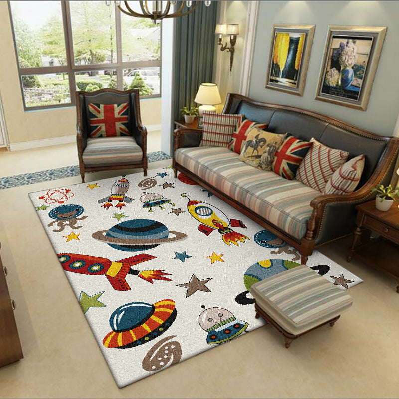 Space Fun Accent Rug, Children Room, Bedroom, Non-slip Throw Carpet