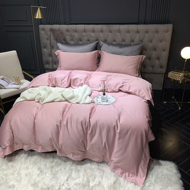 Satin/Cotton, Solid, 4-Piece Bed Set