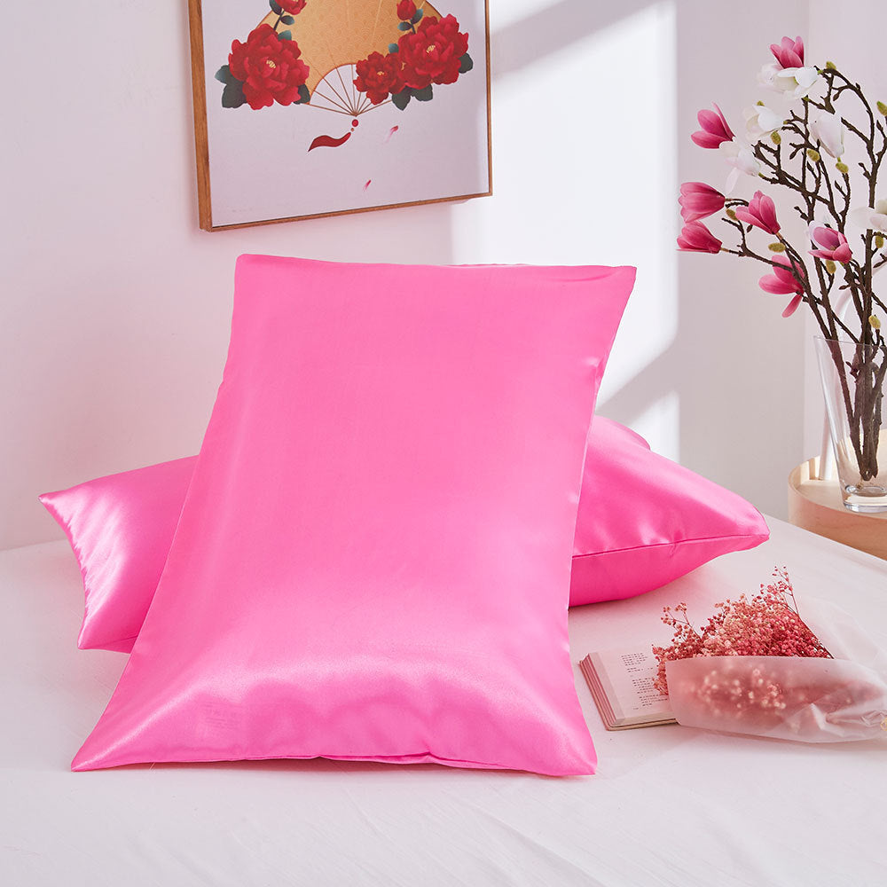 Artificial Silk, Smooth Polyester Fiber, Two Pillowcase, Variety Colors and Sizes.  Perfect Senior Gift.
