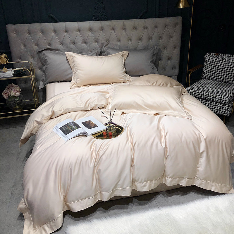 Satin/Cotton, Solid, 4-Piece Bed Set