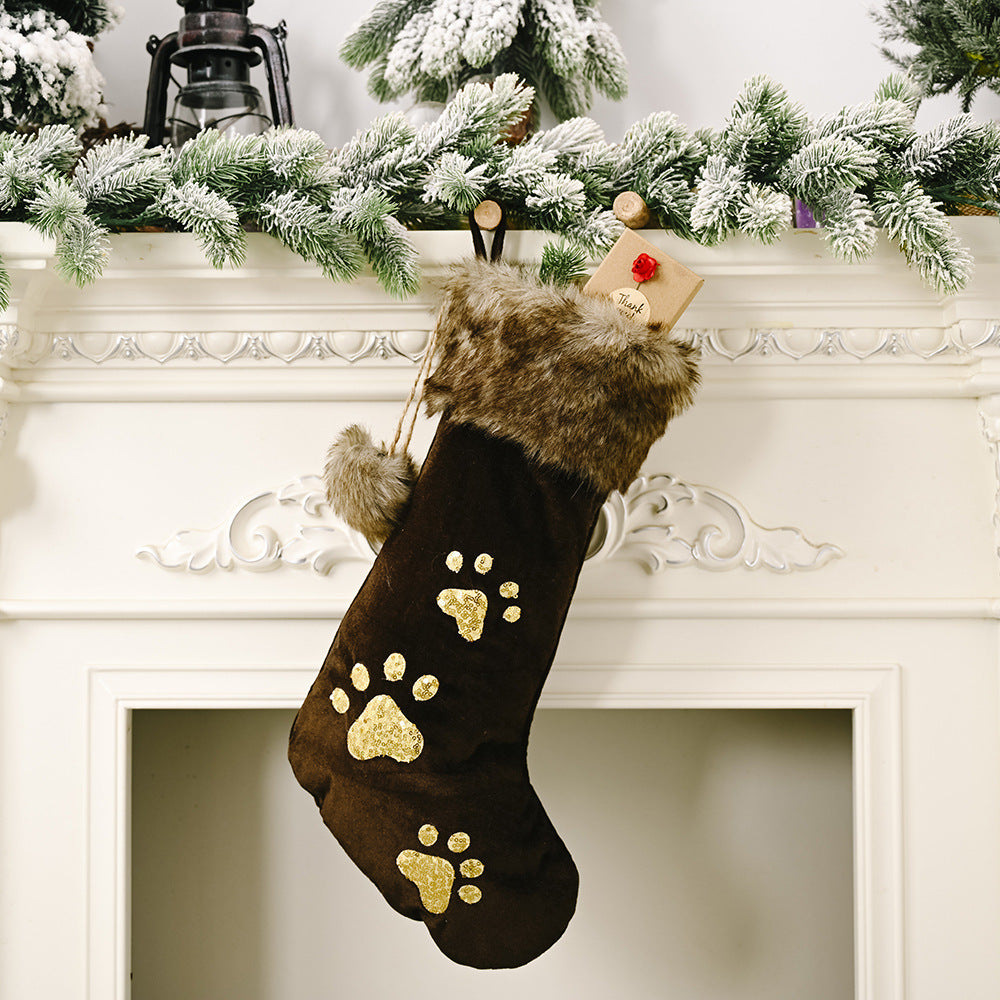 Flannel Pearl Snowflake Christmas Stockings for People, and Pet Stockings.
