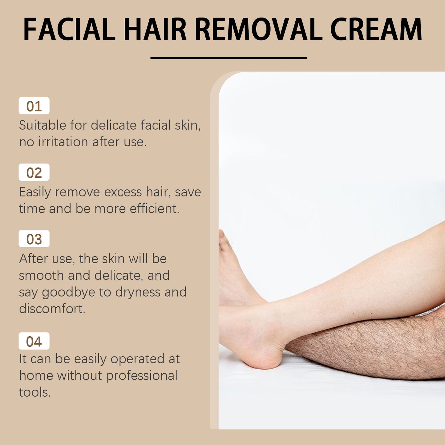 Coconut Facial Hair, Gentle Removal Cream For Men And Women