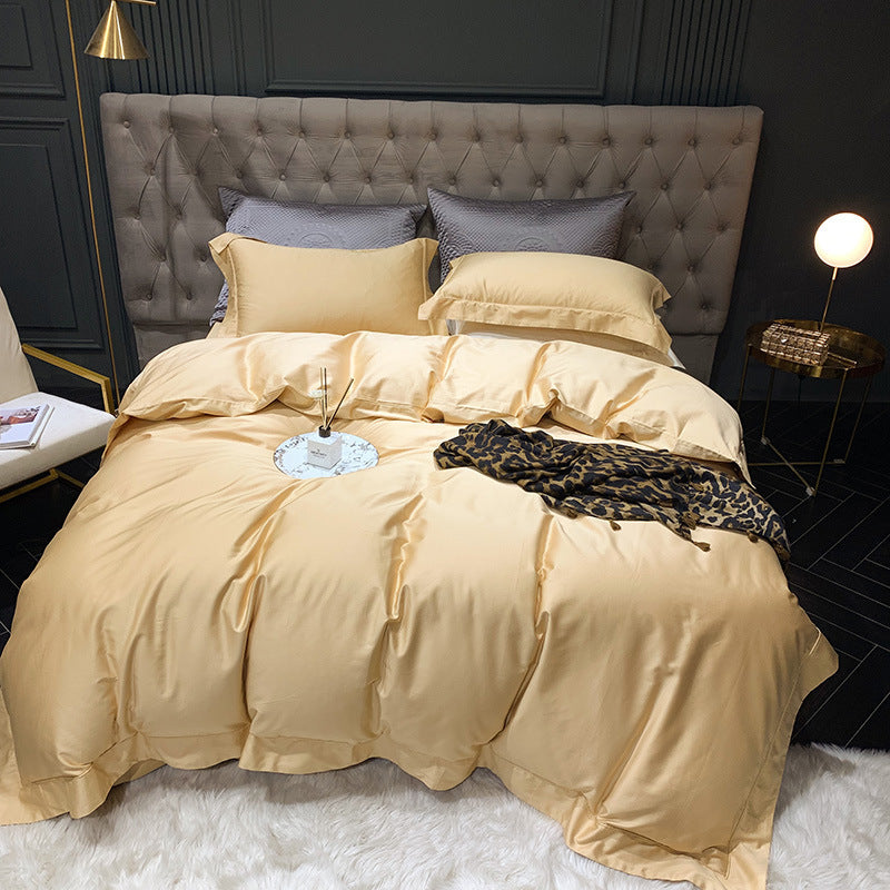 Satin/Cotton, Solid, 4-Piece Bed Set