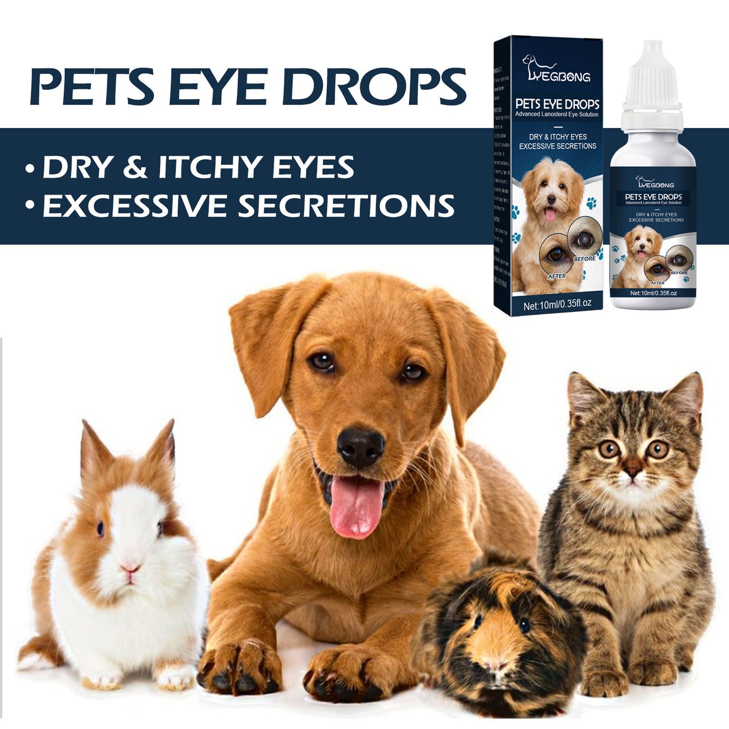 Pet Eye Drops for Tear Removal, Relief of Itching