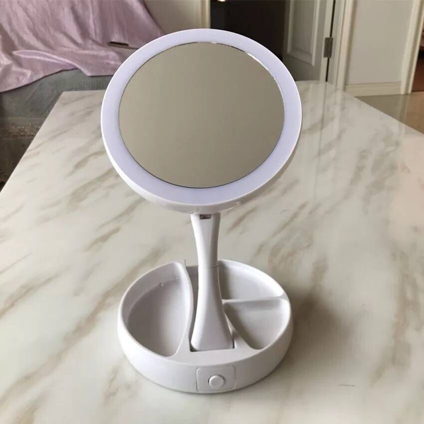 Make-Up White Foldable Vanity Mirror With Light