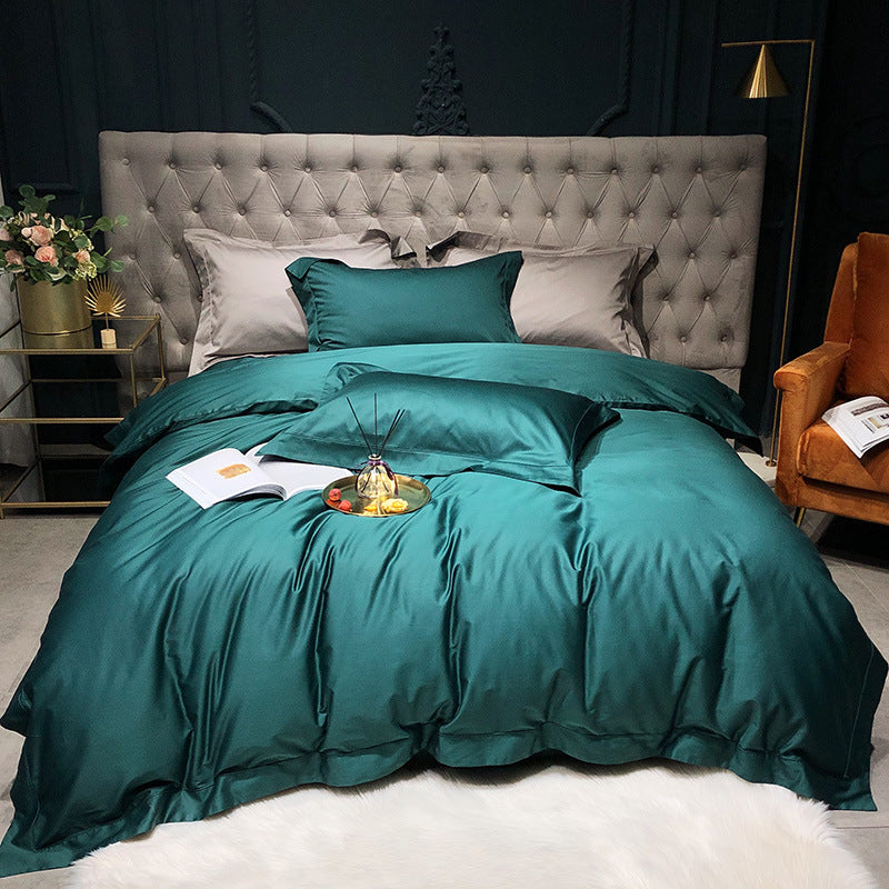 Satin/Cotton, Solid, 4-Piece Bed Set