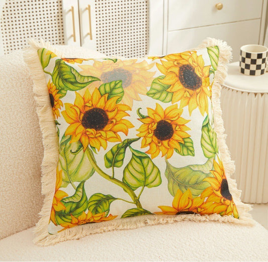 Sunflower Linen Printed Pillowcase – Sunny Decor