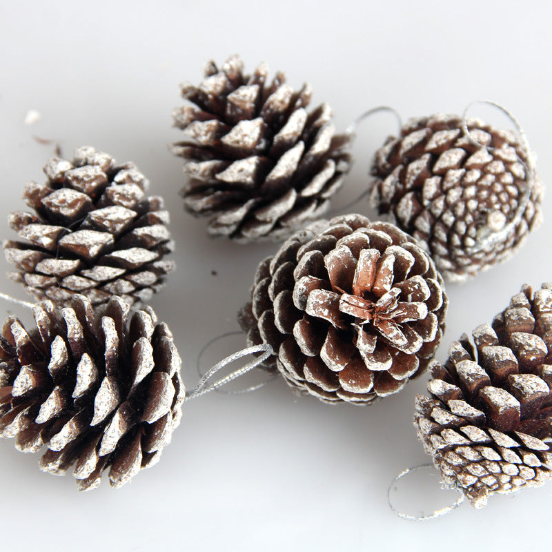 Pine Cones Decoration, Tipped White Edges.