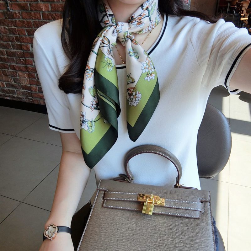 Satin Silk Scarf, Square Design