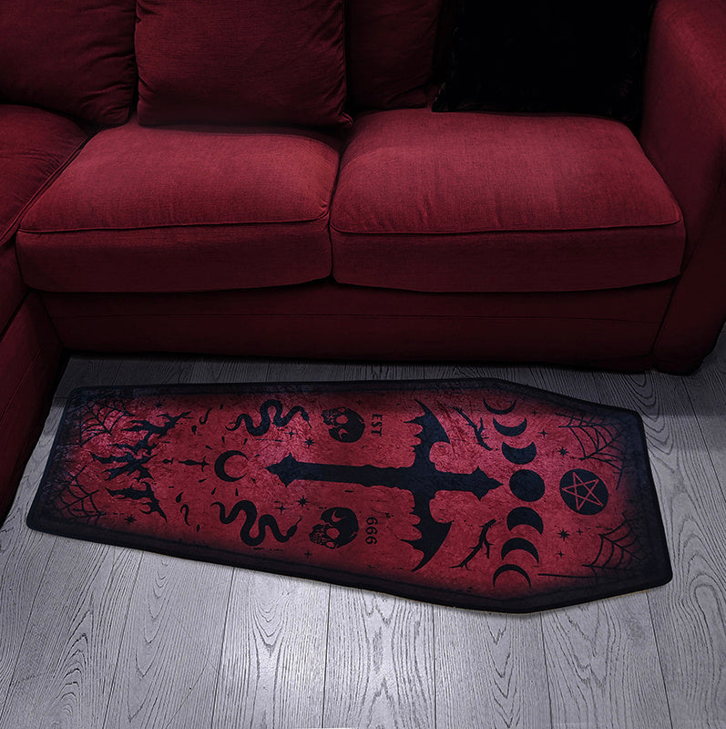 Unique Gothic Bloody Mary Print Throw Rug, Party Decor.