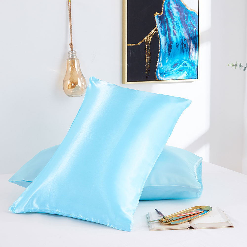 Artificial Silk, Smooth Polyester Fiber, Two Pillowcase, Variety Colors and Sizes.  Perfect Senior Gift.