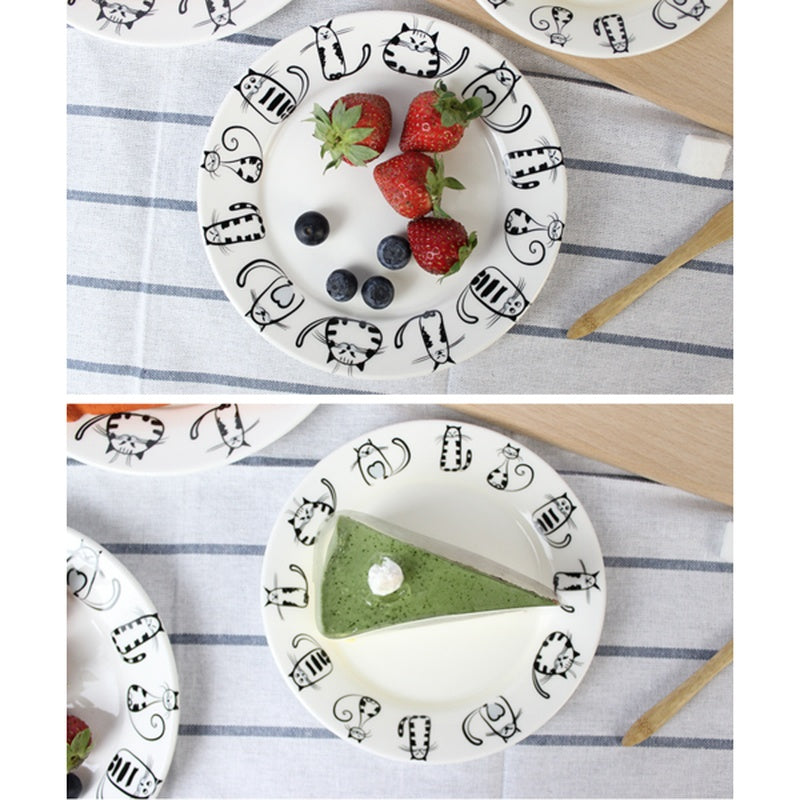 6" Plates with 4pcs Cute Cat Design.