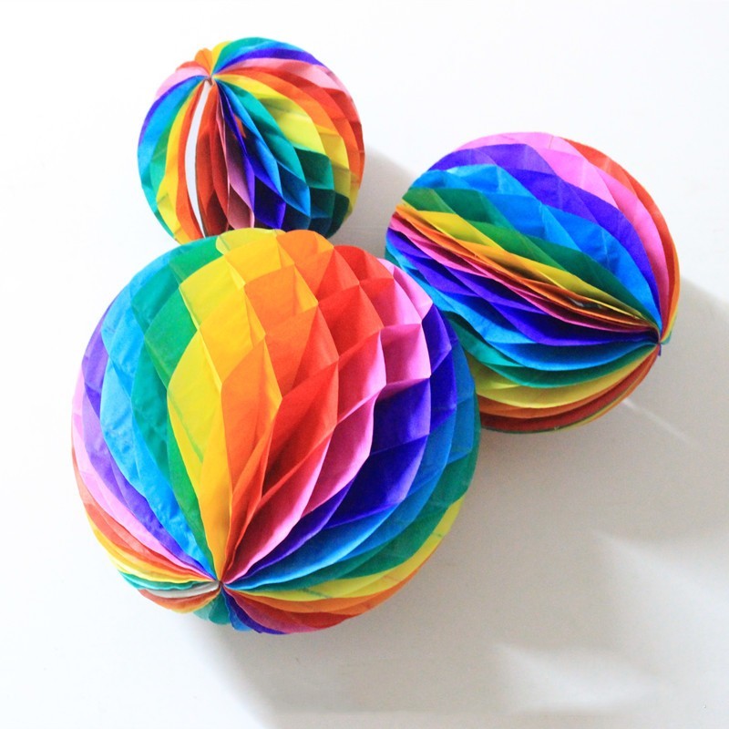 Colorful Paper Flower Honeycomb Ball, Festive Decoration