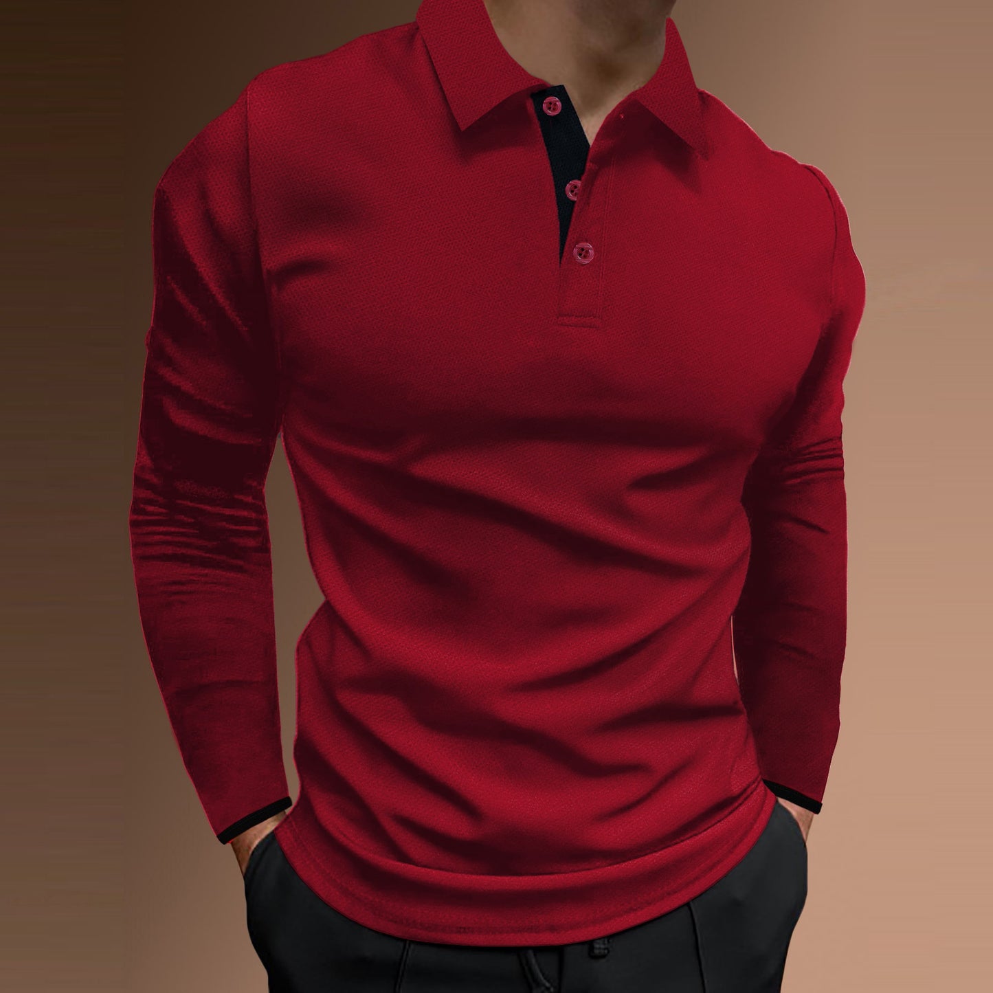 Men's Sports Casual, Comfortable, Stretch Fabric with Long Sleeve Shirt