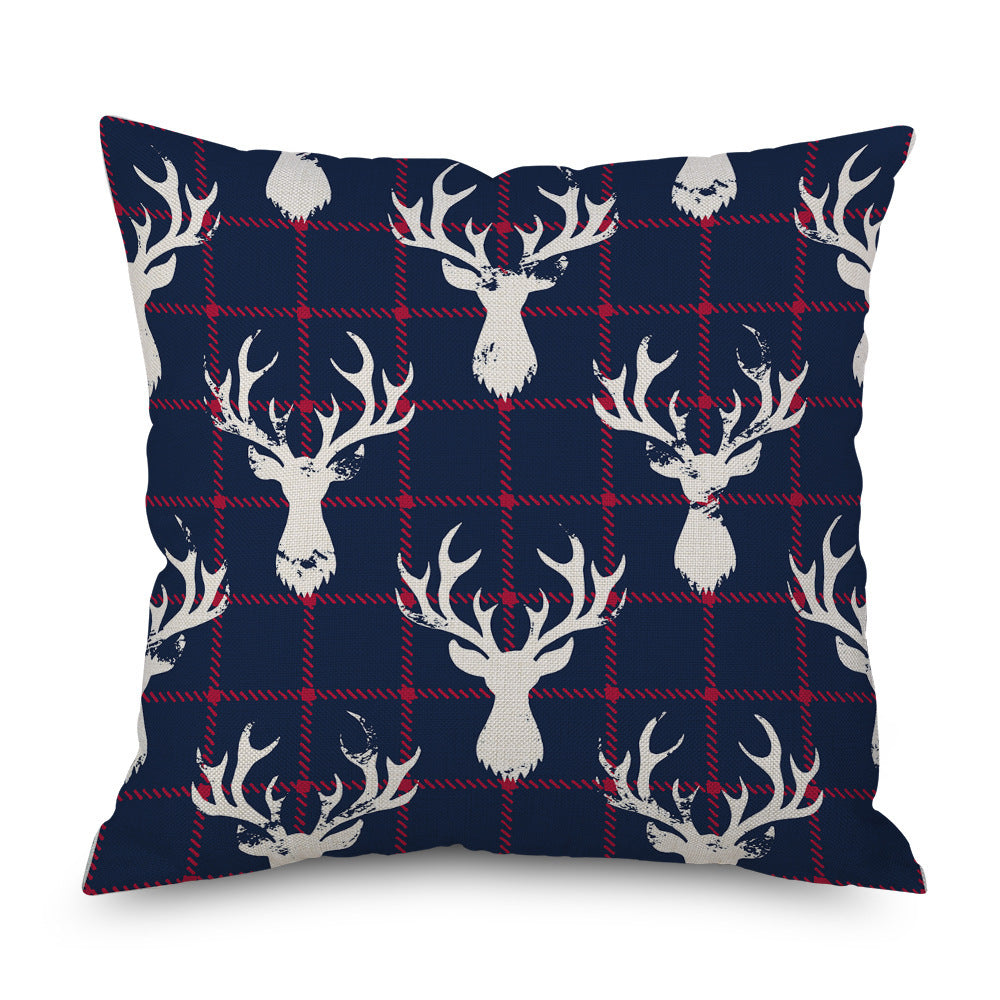 Wilderness High Country Decor,  Linen Pillow Cover, Plaid, Stars, Holiday, Deer.