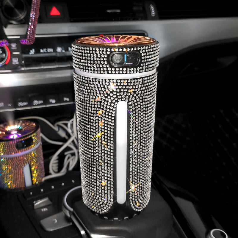 Diamond Car Humidifier, LED Light Car Diffuser, Auto Air Purifier, Aromatherapy Diffuser, Air Freshener Car Accessories, Adults, Teens.