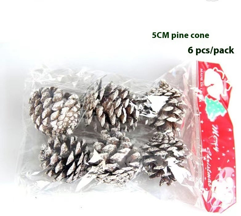 Pine Cones Decoration, Tipped White Edges.