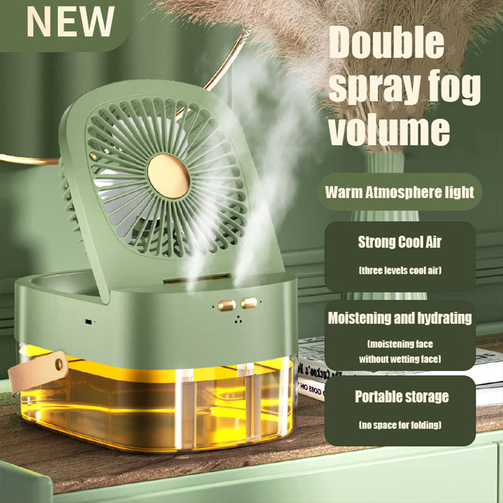 Humidifying Spray Fan Desktop with Remote Control Timing, USB Charging.