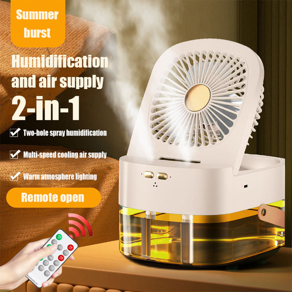 Humidifying Spray Fan Desktop with Remote Control Timing, USB Charging.