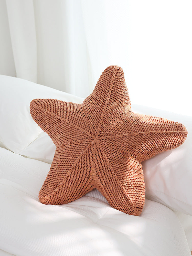 Realistic Sea Decor, Starfish, Hand-knitted Pillow