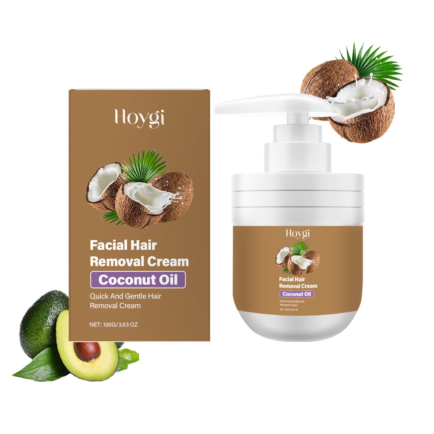 Coconut Facial Hair, Gentle Removal Cream For Men And Women