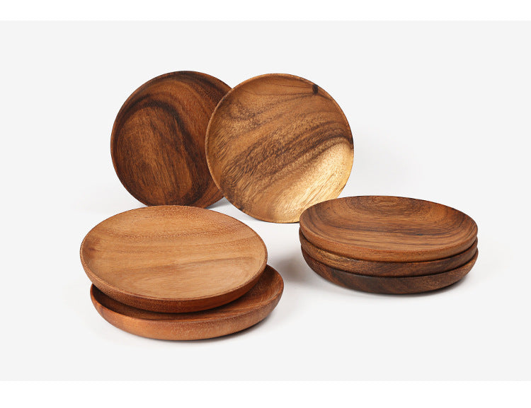 Natural Wood Serving Platter Dishes, Round, Walnut Wood Dishes