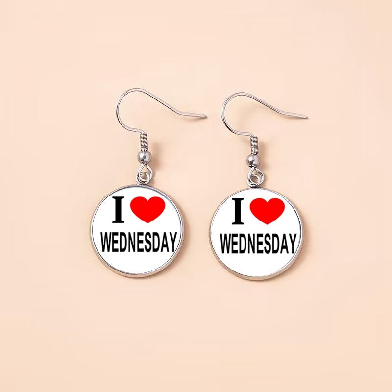 Punk Wednesday Stainless Steel, Glass Dome, Dangle Earrings