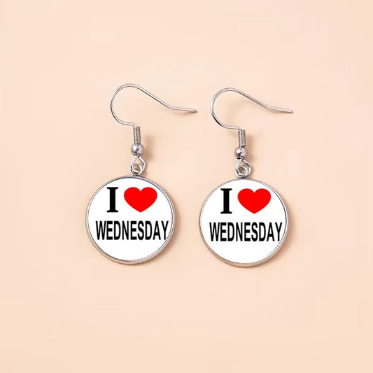 Punk Wednesday Stainless Steel, Glass Dome, Dangle Earrings