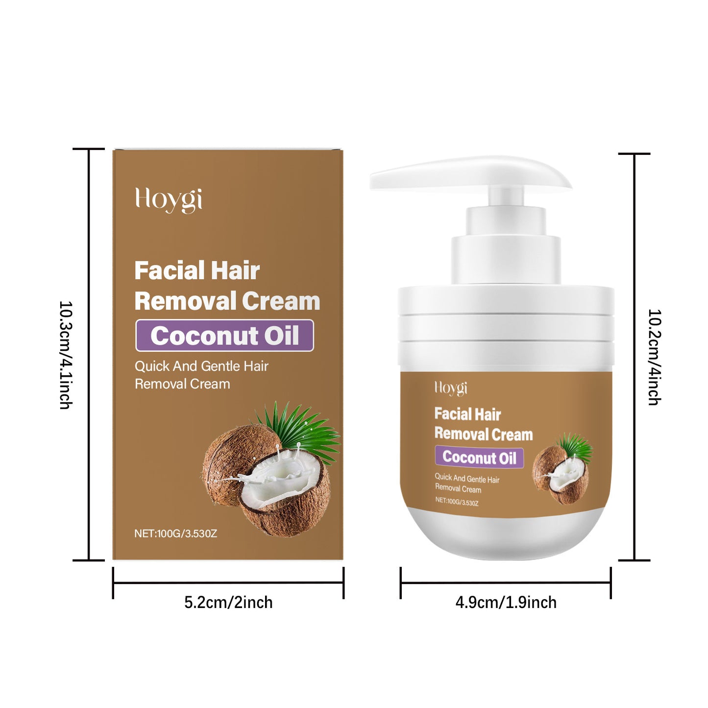 Coconut Facial Hair, Gentle Removal Cream For Men And Women