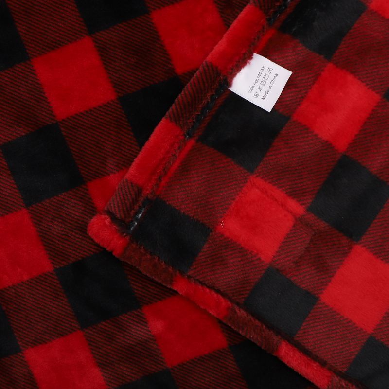 Flannel Red Plaid Blanket, Double-sided Classic