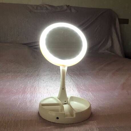 Make-Up White Foldable Vanity Mirror With Light