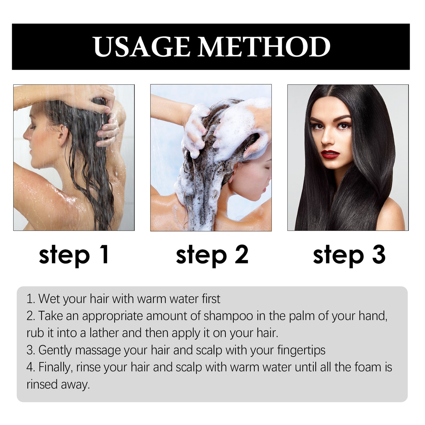 Natural Black Hair, Soft Glossy, Shampoo