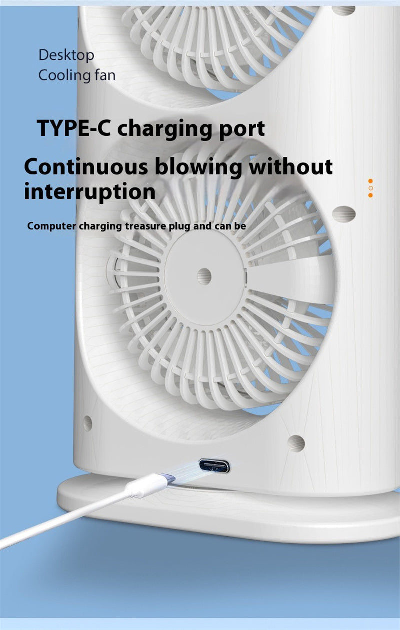 Double Spray Fan, Portable Humidifier Fan, LED Lights, Household Small Air Cooler Hydrocooling Portable Air Adjustment
