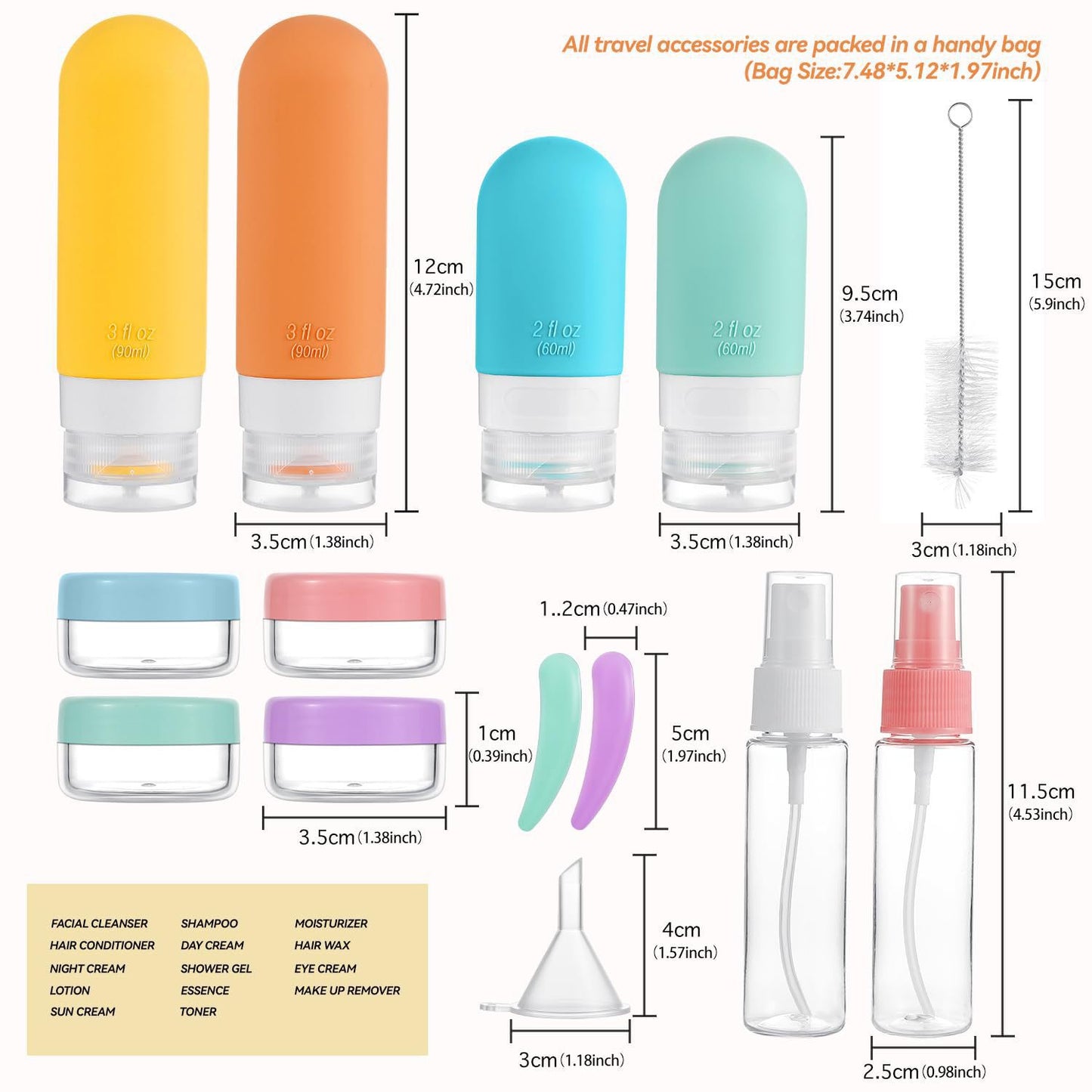 Storage Container Travel Bottles Set