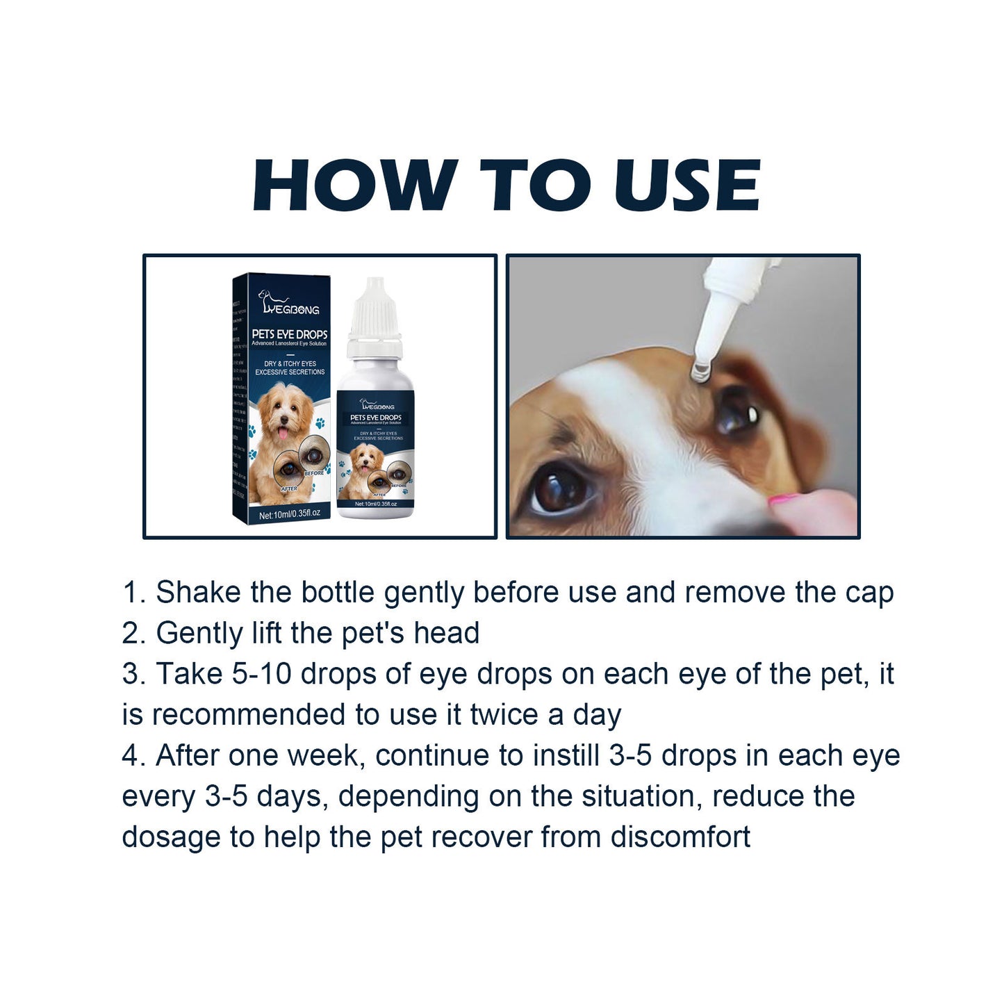 Pet Eye Drops for Tear Removal, Relief of Itching