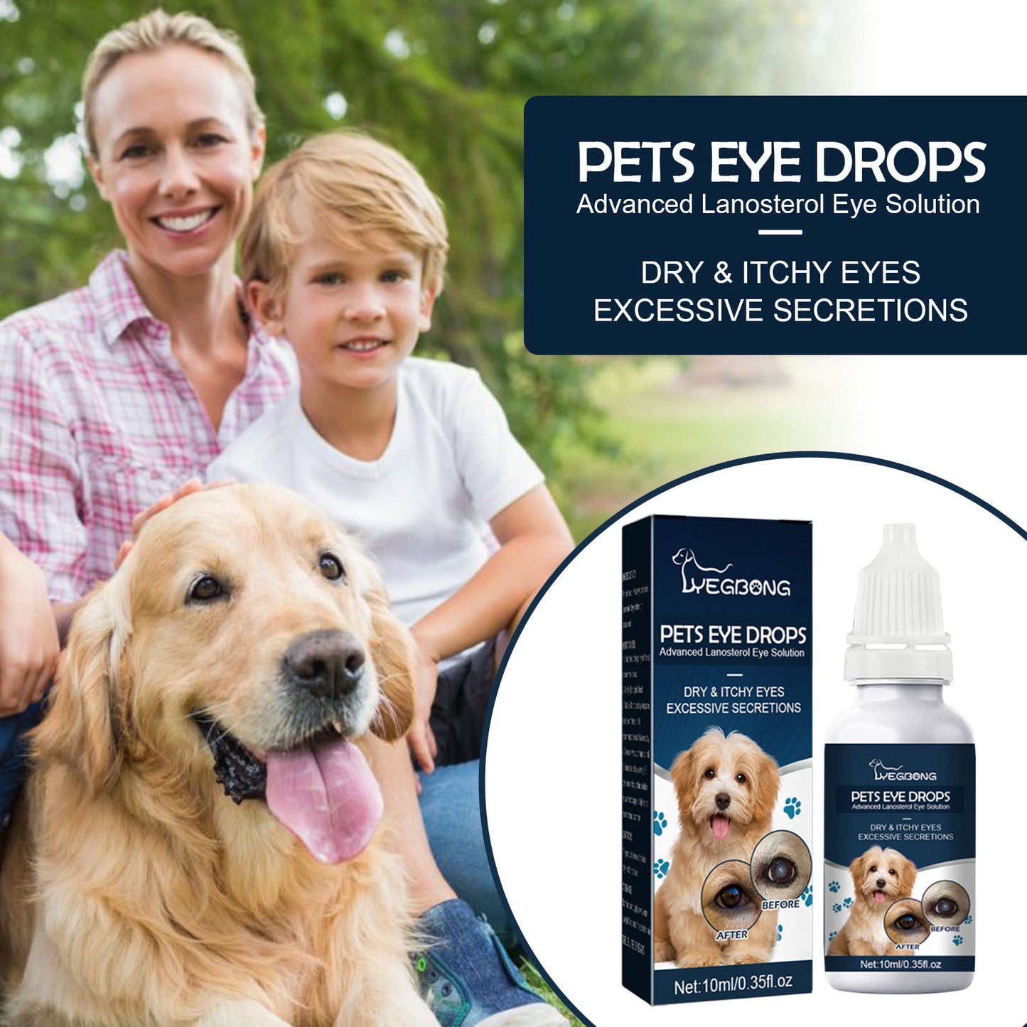 Pet Eye Drops for Tear Removal, Relief of Itching