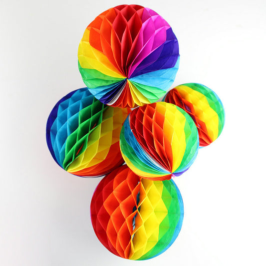 Colorful Paper Flower Honeycomb Ball, Festive Decoration