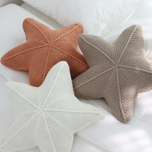 Realistic Sea Decor, Starfish, Hand-knitted Pillow