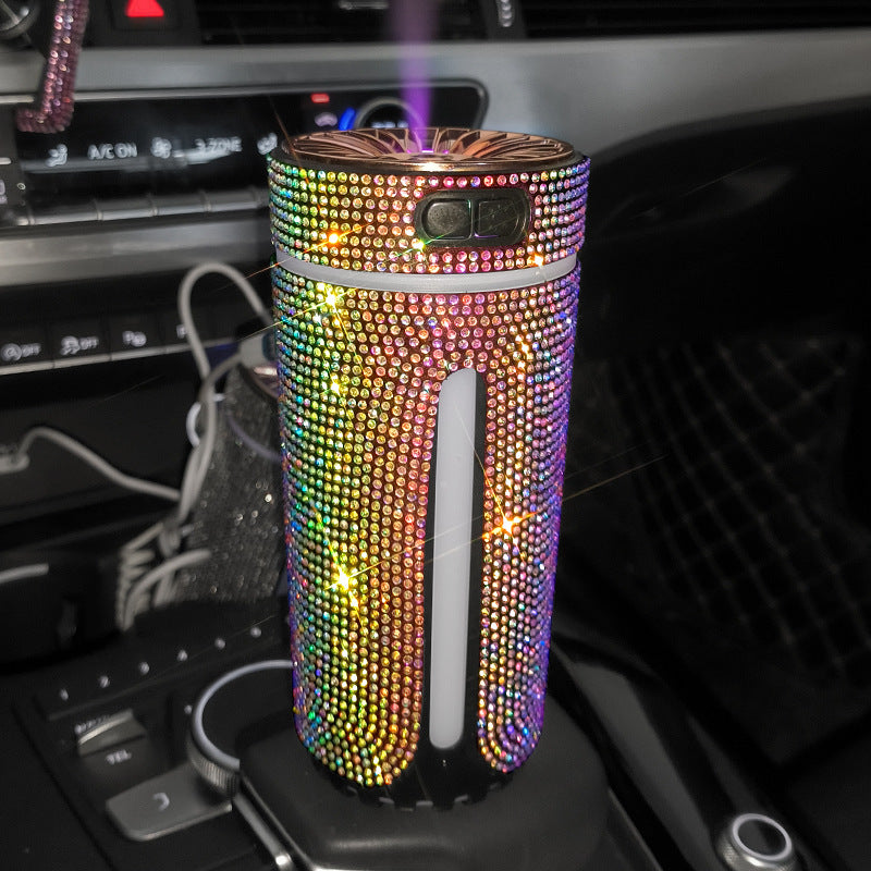 Diamond Car Humidifier, LED Light Car Diffuser, Auto Air Purifier, Aromatherapy Diffuser, Air Freshener Car Accessories, Adults, Teens.